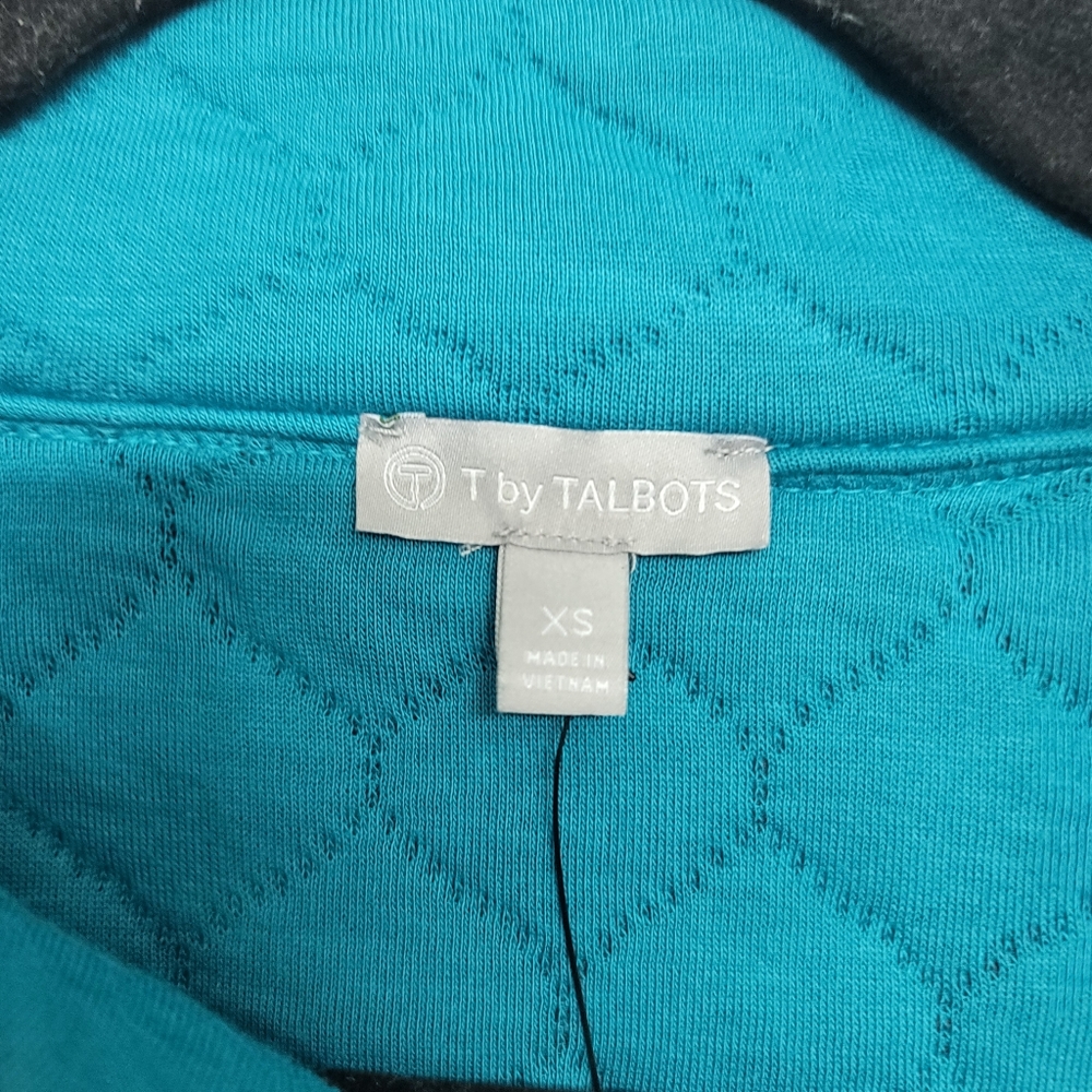 NWT T by Talbots Asymmetrical Zip Quilted Pullover Turquoise/Teal - Picture 7 of 11